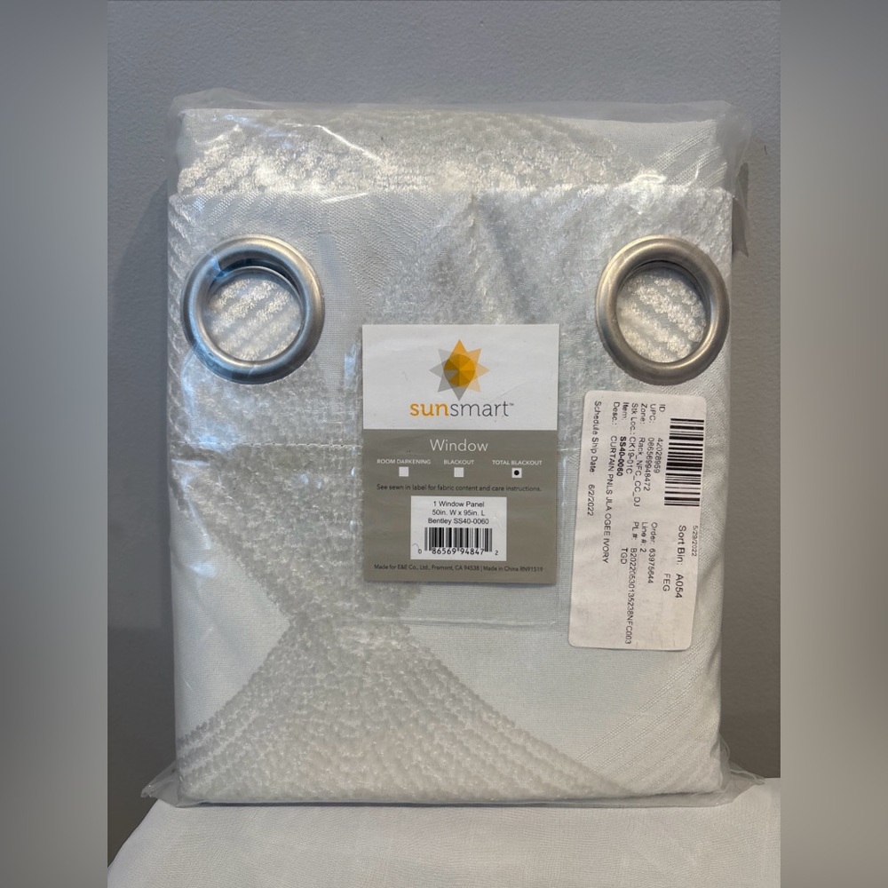 Silver Grommet Curtain Panel 50x95 - Ivory * Blackout